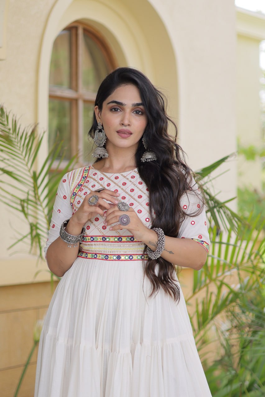 Women’s Navratri Special Embroidered Flared Gown | Traditional Festive Ethnic Wear