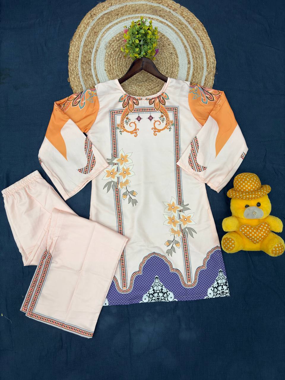 Elegant Floral Print Flared Kurta & Straight Pant Co-Ord Set for Women