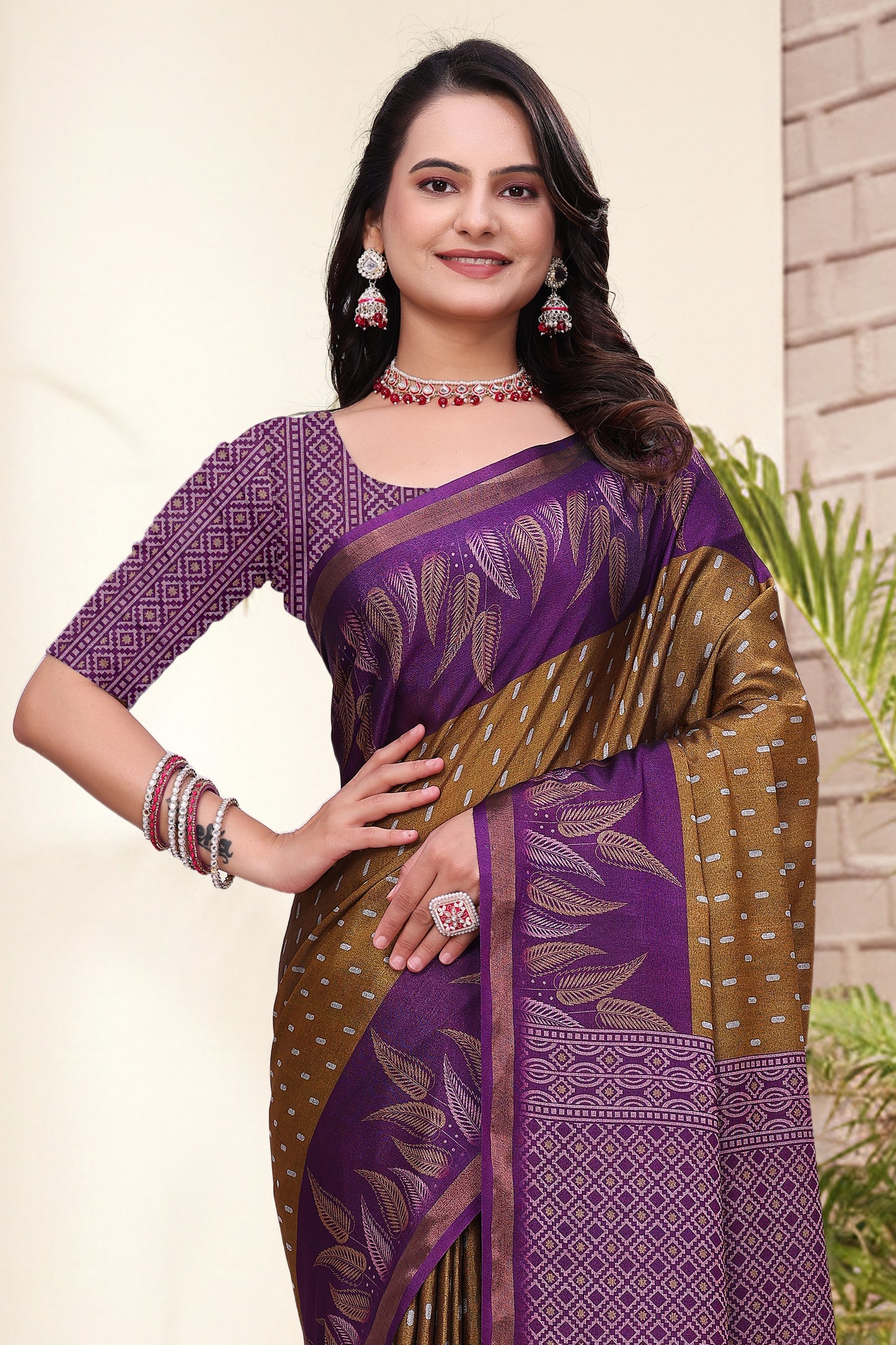 Traditional Brown Mal Cotton Saree with Stylish Pallu