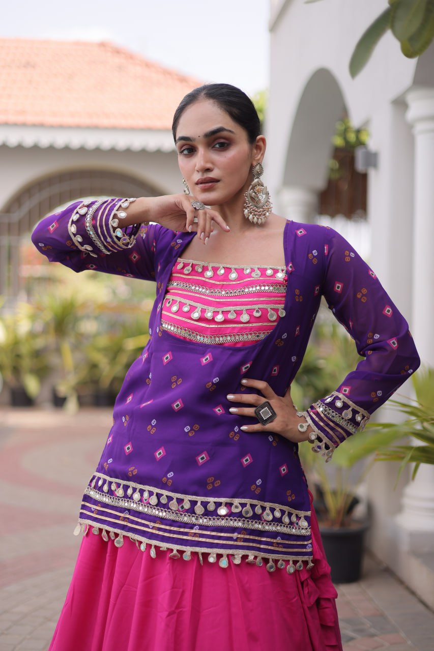 Designer Ethnic Anarkali Style Kurti with Flared Lehenga & Traditional Embroidery
