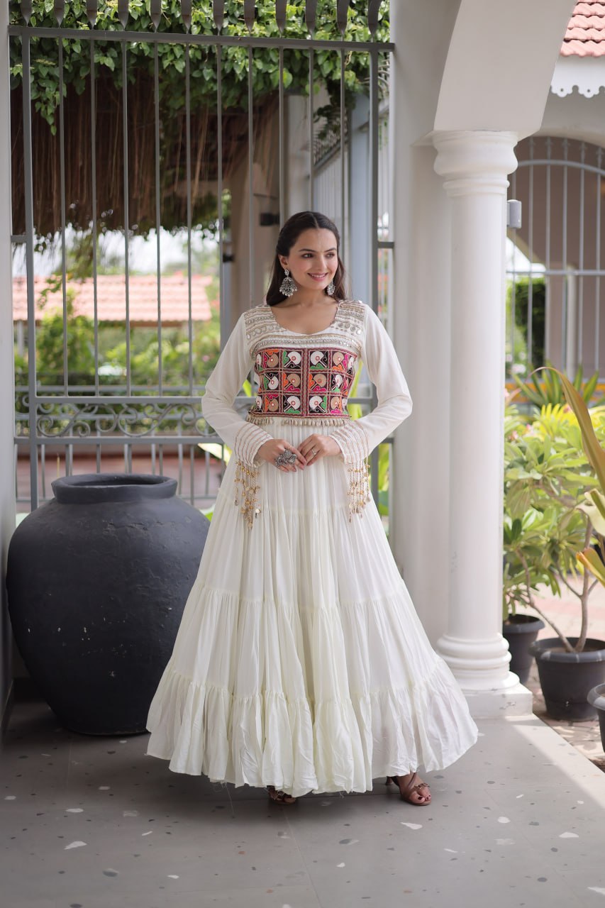 Women’s Navratri Special Embroidered FlareWomen’s Navratri Special Embroidered Gotta Patti & Mirror Work Flared Gownd Gown | Traditional Festive Ethnic Wear (Copy)