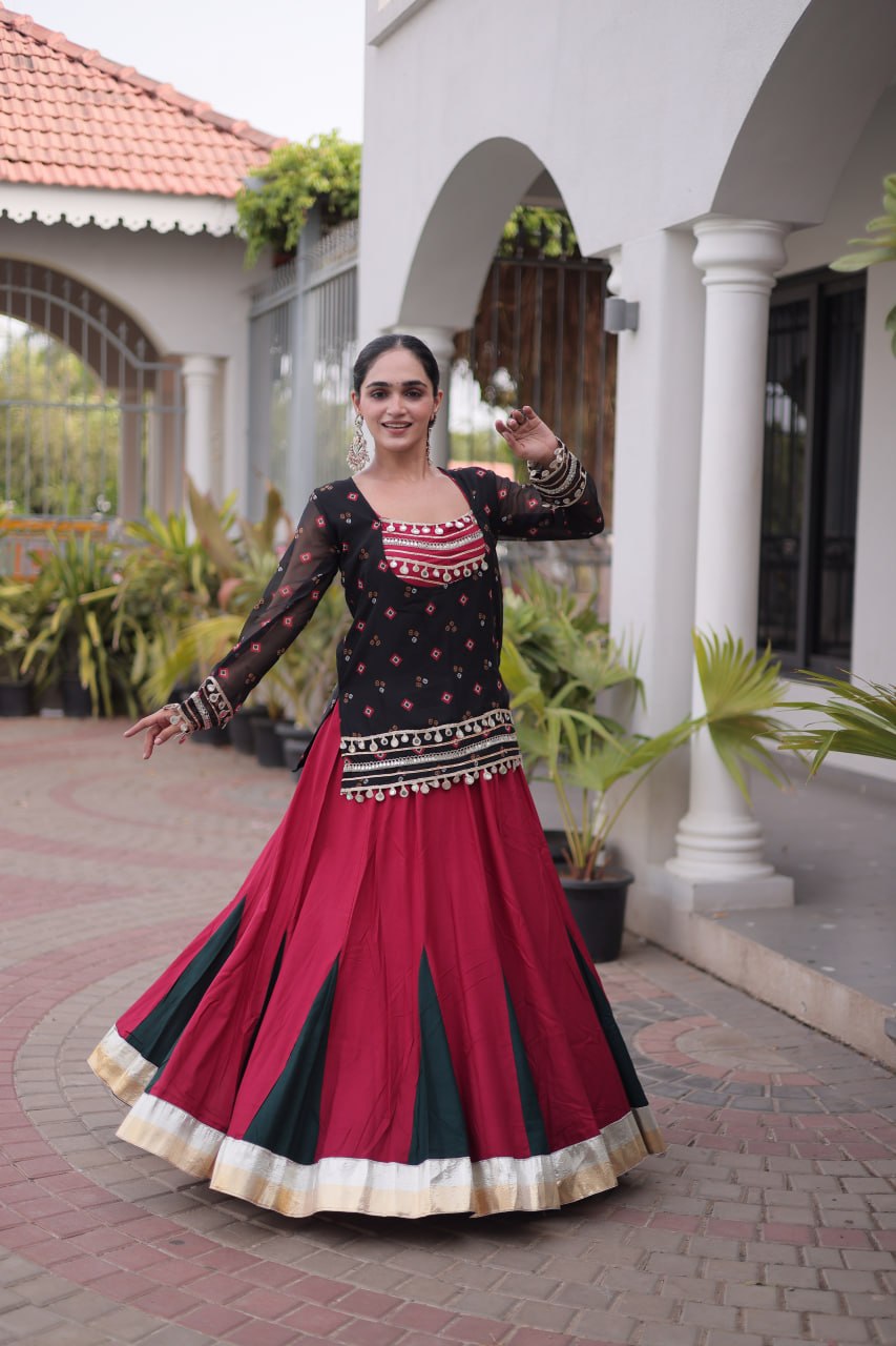 Designer Ethnic Anarkali Style Kurti with Flared Lehenga & Traditional Embroidery