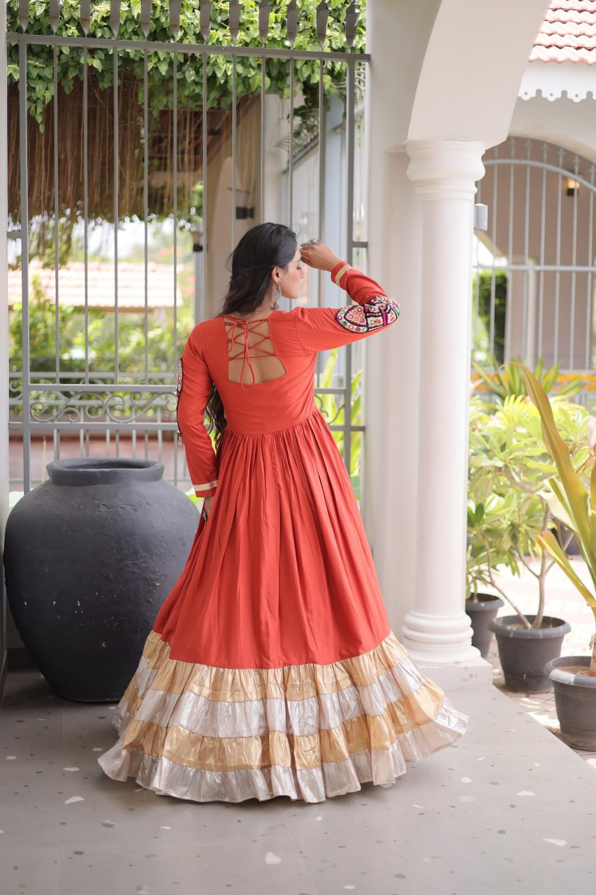 ✨ Navratri Special Traditional Embroidered Gota Patti Gown for Women ✨