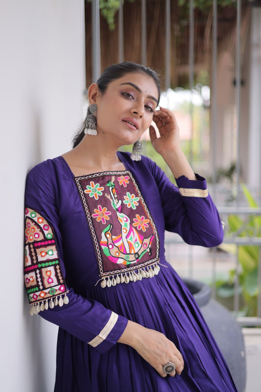 ✨ Navratri Special Traditional Embroidered Gota Patti Gown for Women ✨
