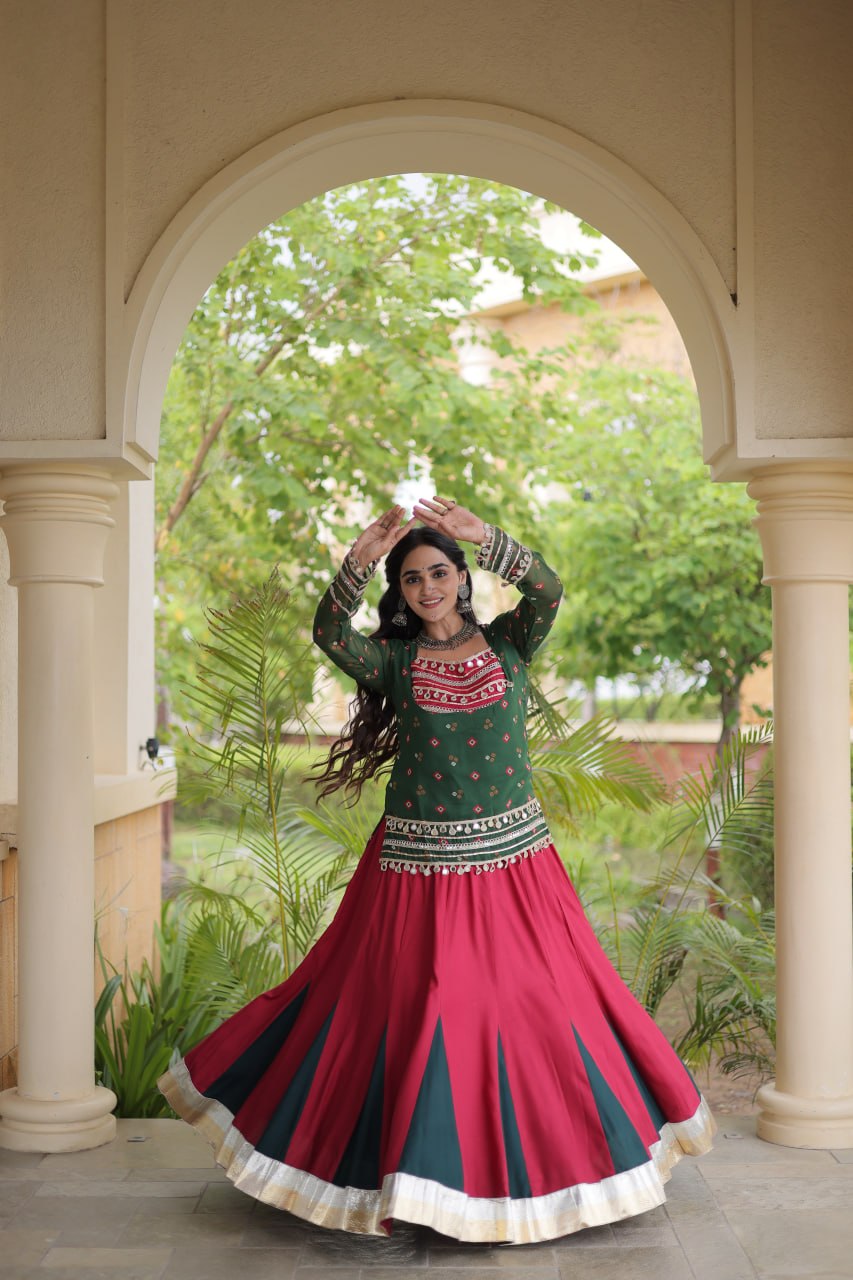 Designer Ethnic Anarkali Style Kurti with Flared Lehenga & Traditional Embroidery
