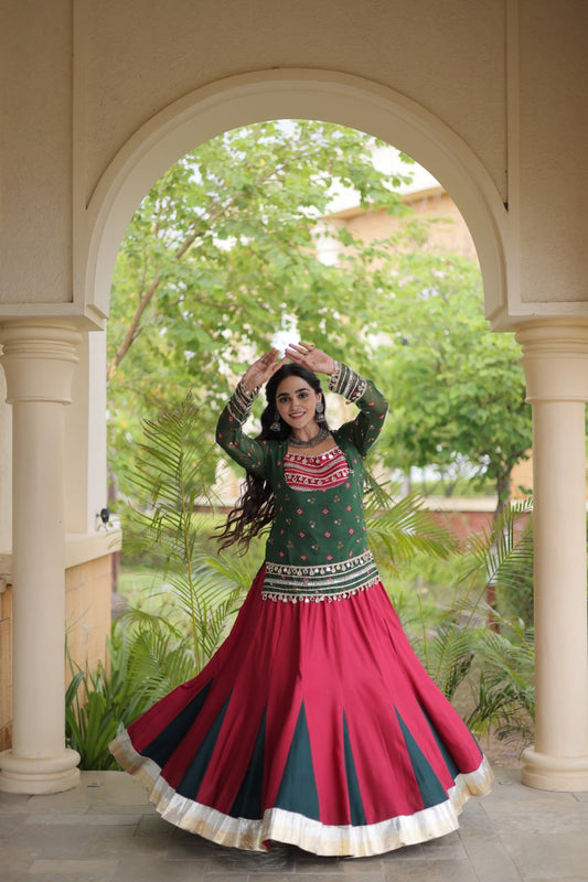 Designer Ethnic Anarkali Style Kurti with Flared Lehenga & Traditional Embroidery