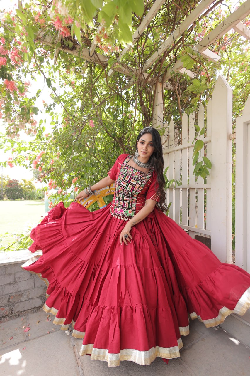 Traditional Kutchi Work Lehenga Kurti Set | 12 Meter Flare | Navratri Garba Chaniya Choli Collection