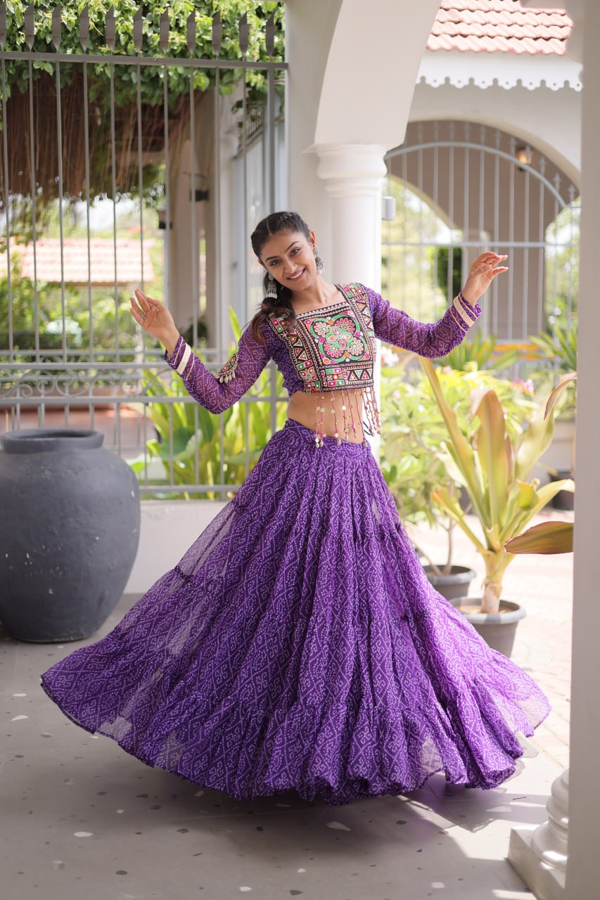 Women’s Designer Kutchi Chaniya Choli with Bandhani Print Lehenga – Navratri Special