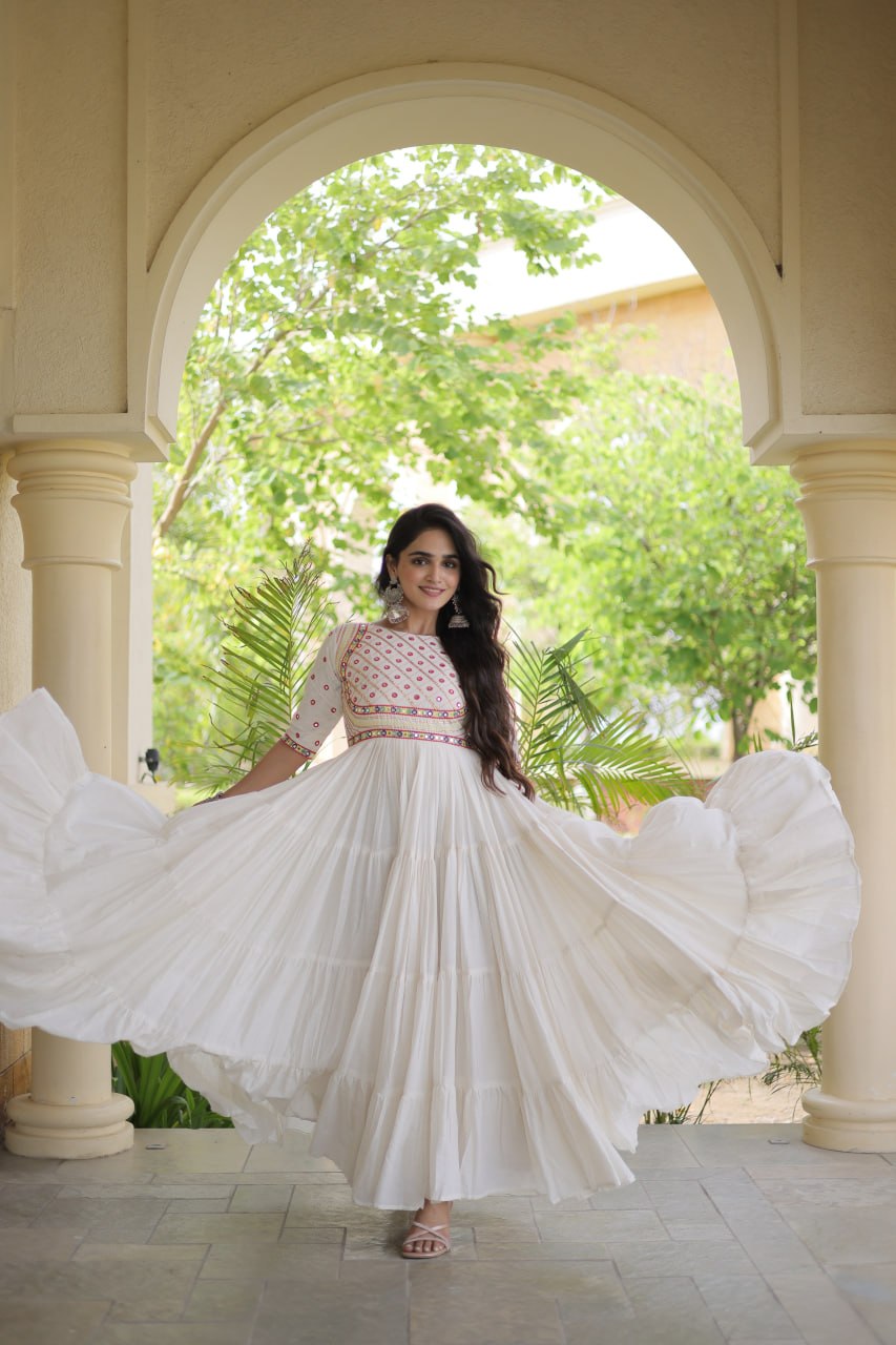 Women’s Navratri Special Embroidered Flared Gown | Traditional Festive Ethnic Wear