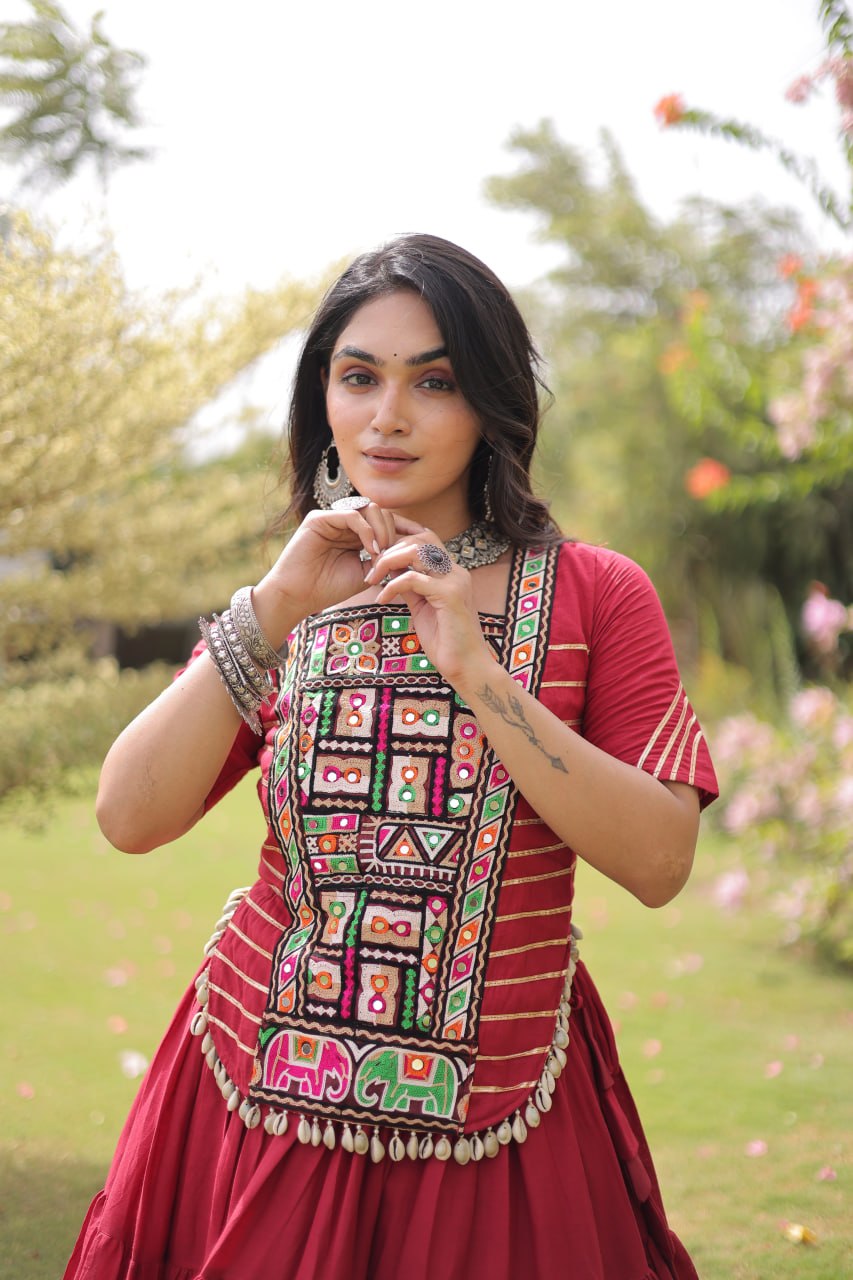 Traditional Kutchi Work Lehenga Kurti Set | 12 Meter Flare | Navratri Garba Chaniya Choli Collection