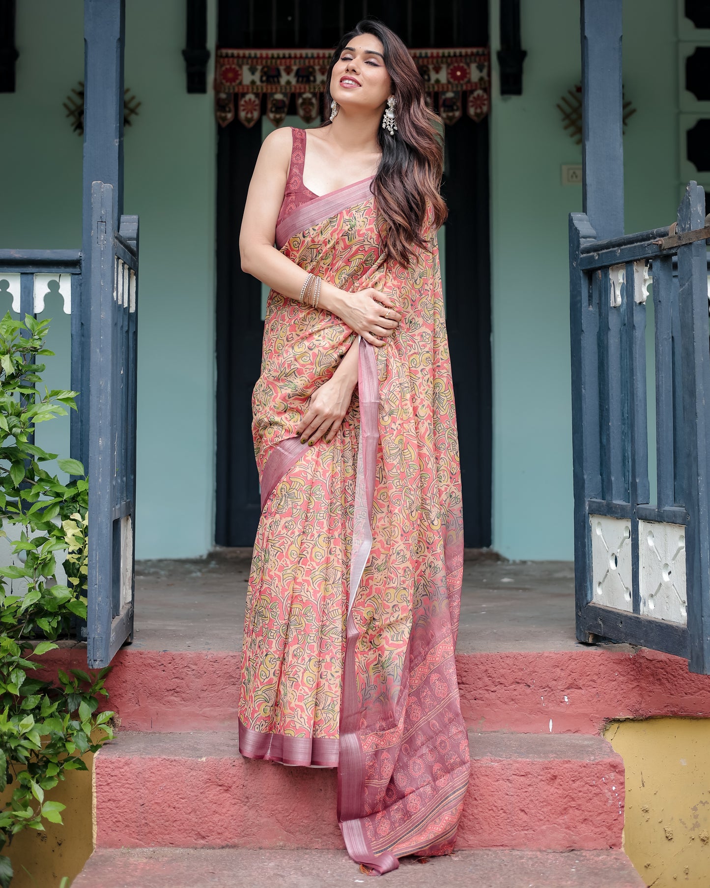 Rose Garden Linen Cotton Saree