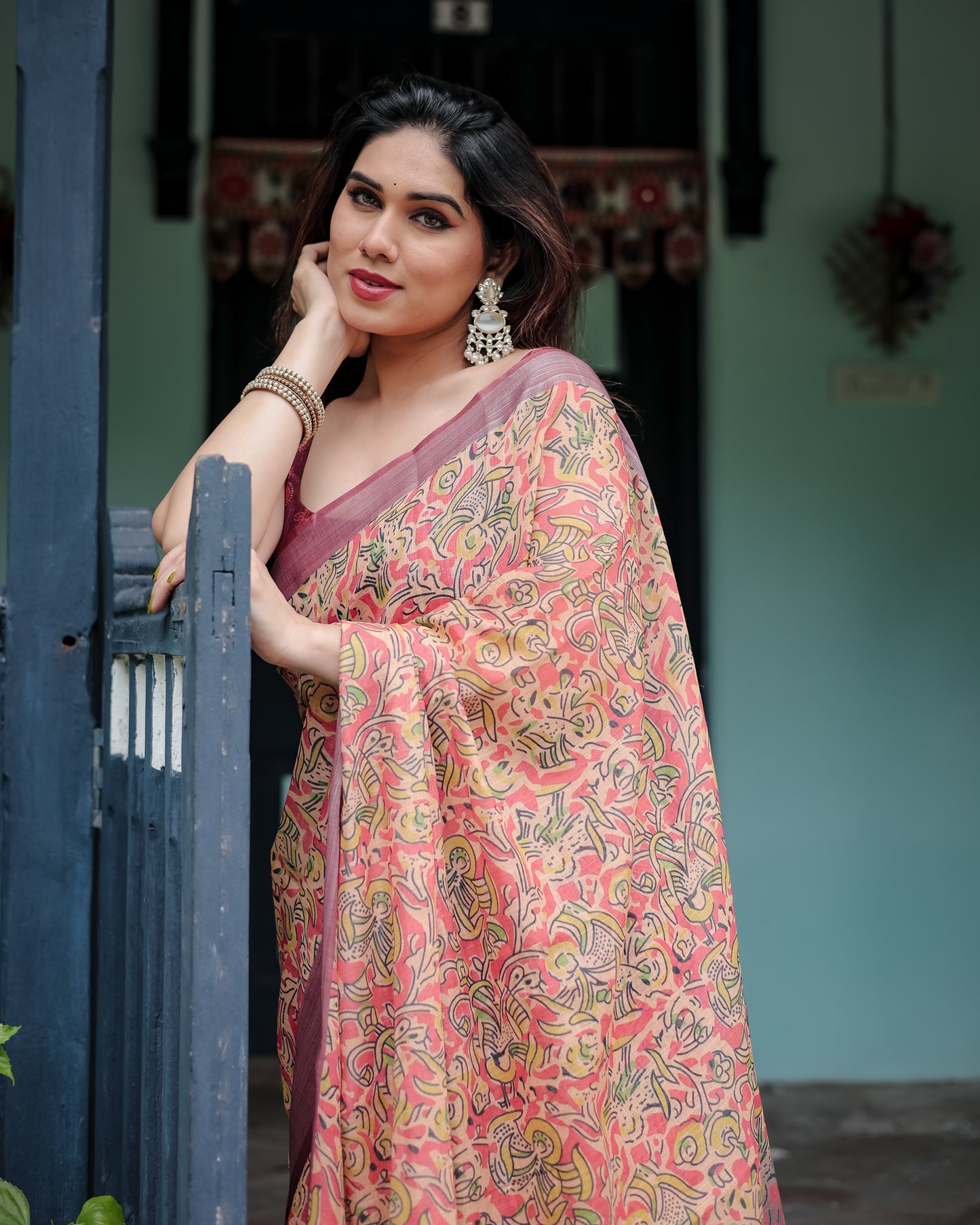 Rose Garden Linen Cotton Saree