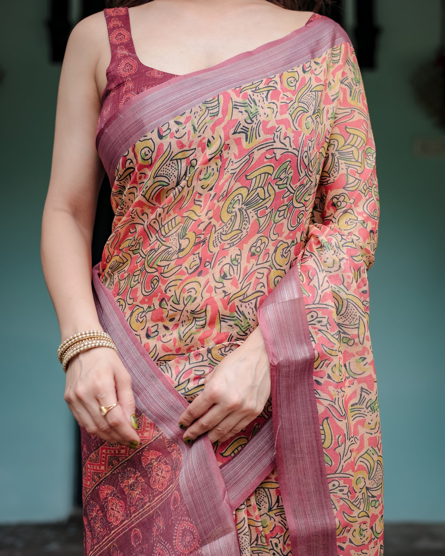 Rose Garden Linen Cotton Saree