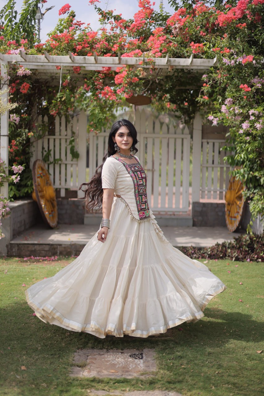 Traditional Kutchi Work Lehenga Kurti Set | 12 Meter Flare | Navratri Garba Chaniya Choli Collection