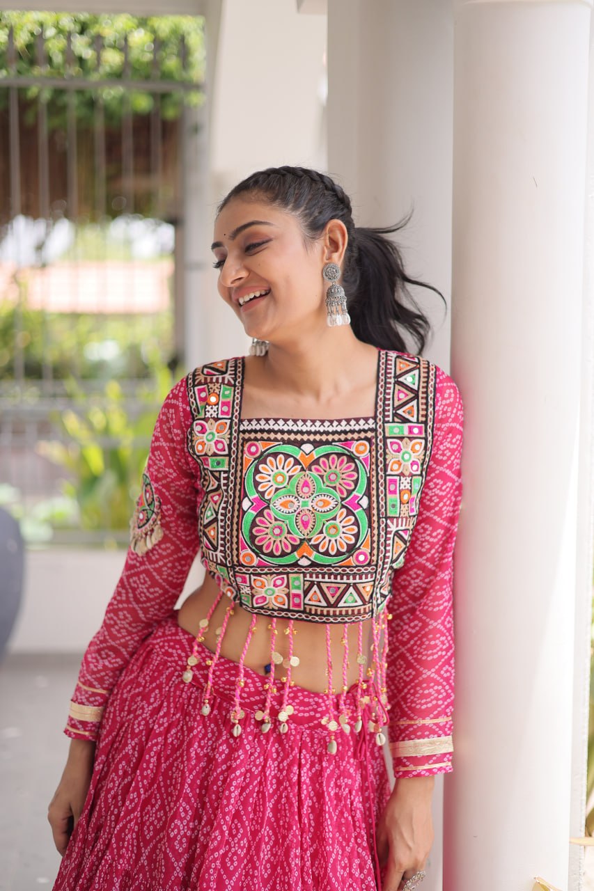 Women’s Designer Kutchi Chaniya Choli with Bandhani Print Lehenga – Navratri Special