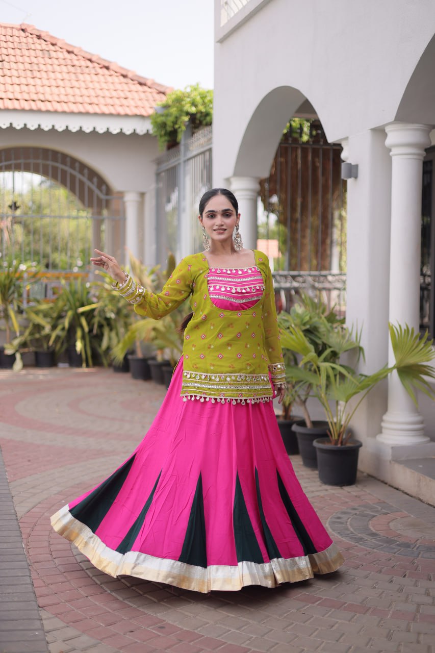 Designer Ethnic Anarkali Style Kurti with Flared Lehenga & Traditional Embroidery