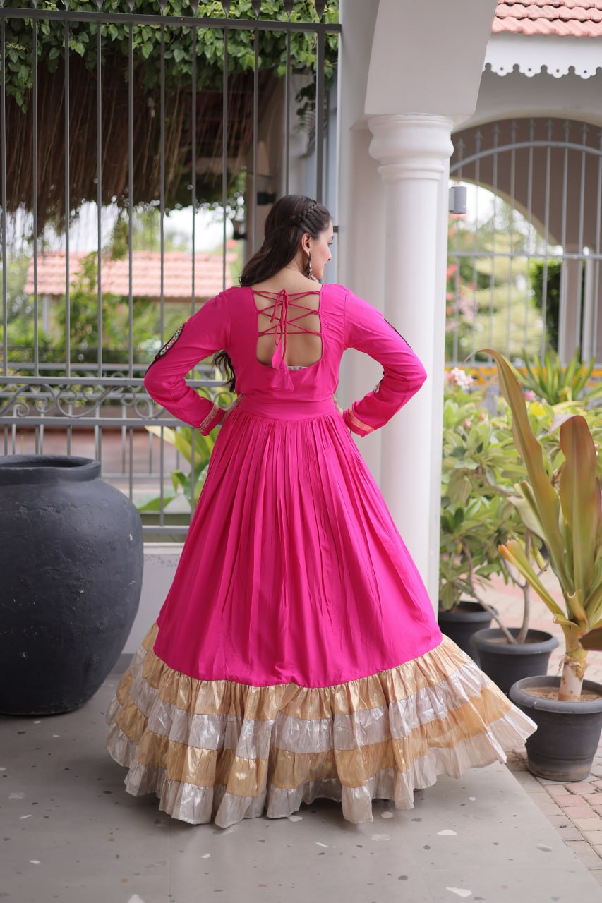 ✨ Navratri Special Traditional Embroidered Gota Patti Gown for Women ✨