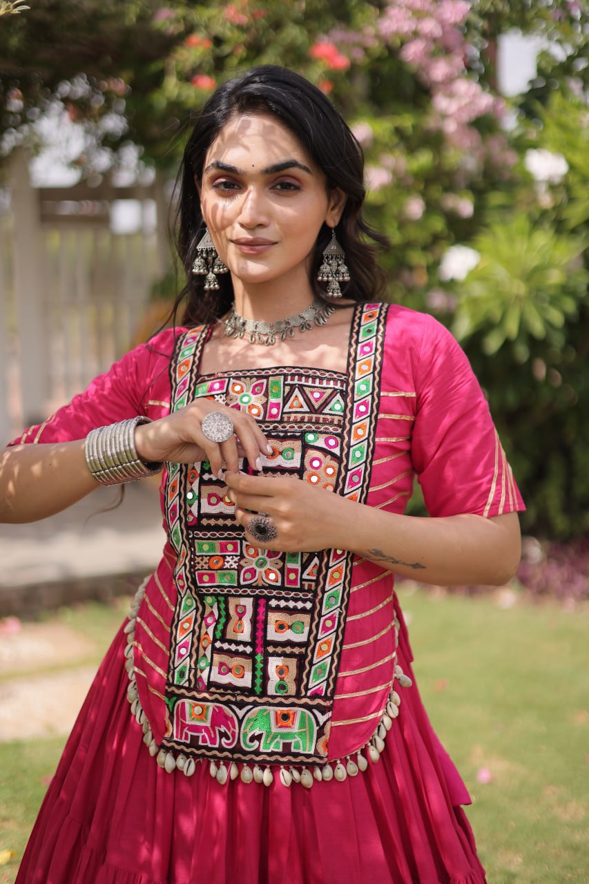 Traditional Kutchi Work Lehenga Kurti Set | 12 Meter Flare | Navratri Garba Chaniya Choli Collection