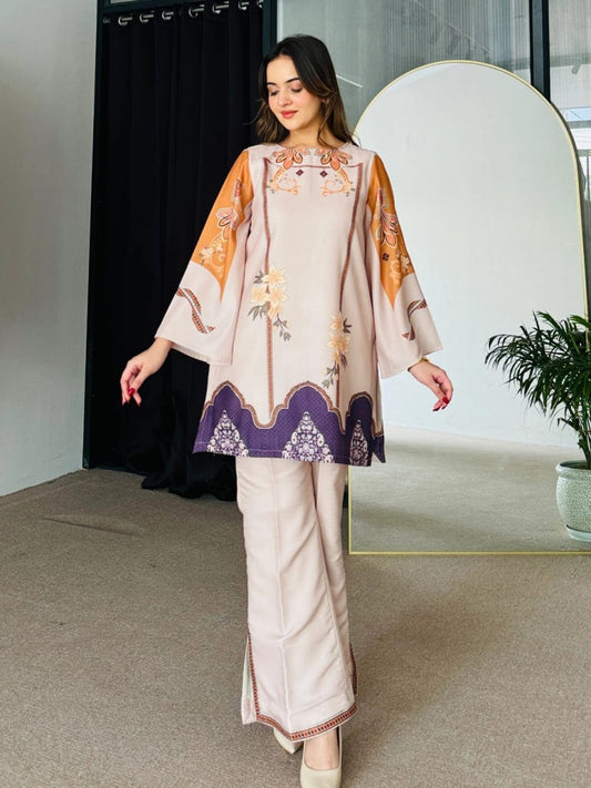 Elegant Floral Print Flared Kurta & Straight Pant Co-Ord Set for Women