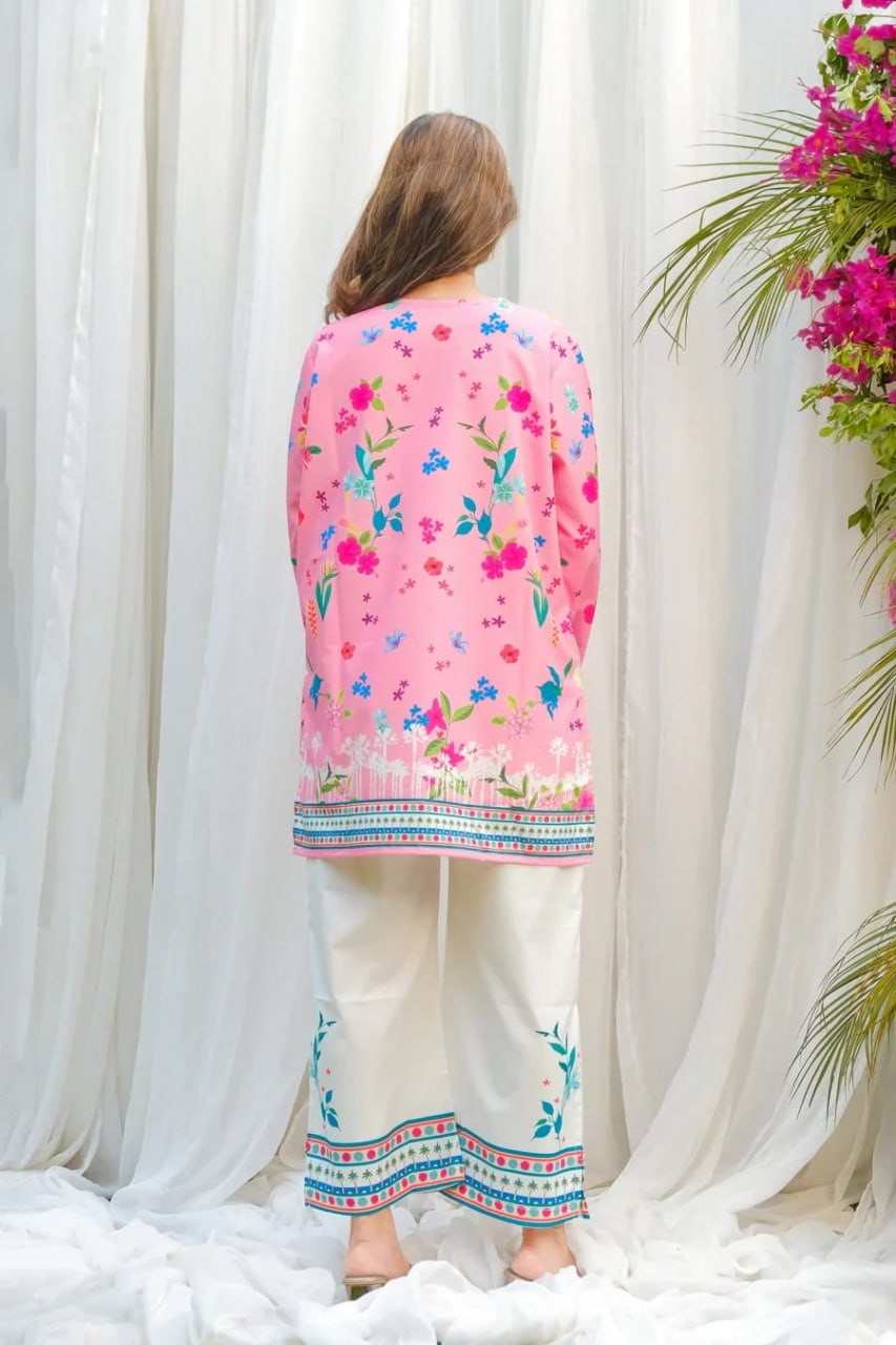 Stylish Pink Floral Print Kurta & Wide Leg Palazzo Co-Ord Set for Women