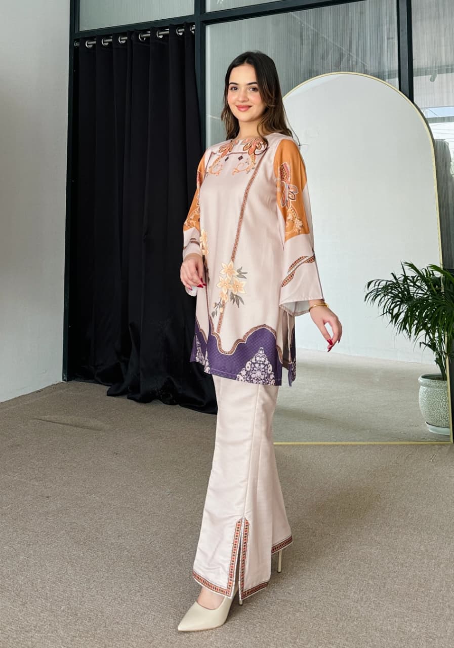 Elegant Floral Print Flared Kurta & Straight Pant Co-Ord Set for Women