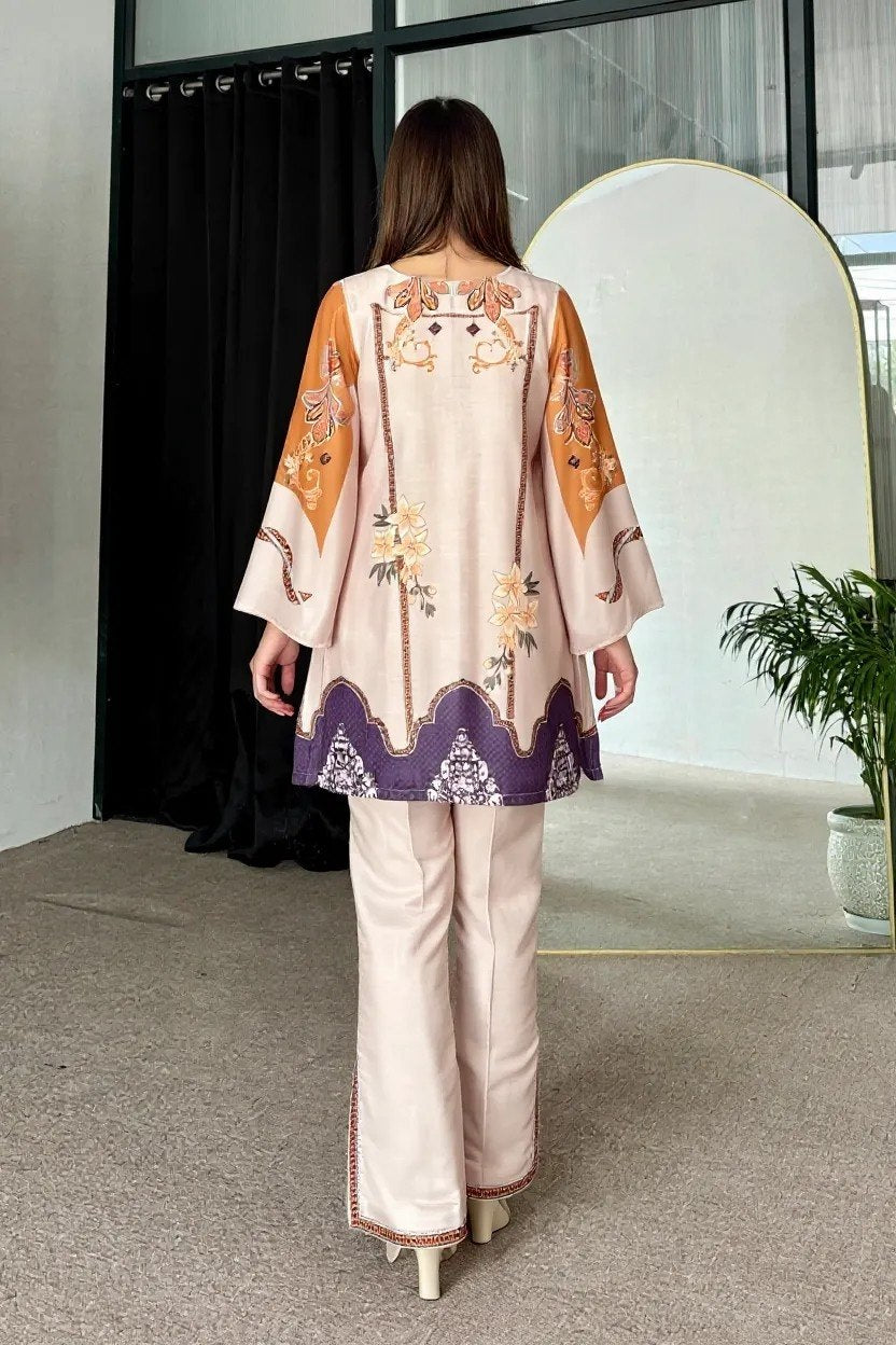 Elegant Floral Print Flared Kurta & Straight Pant Co-Ord Set for Women